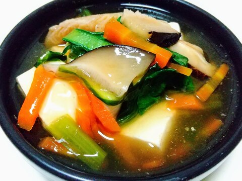 にんじん小松菜しいたけのあんかけ豆腐